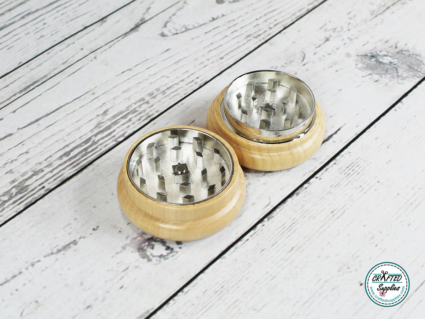 Herb Grinder with wood handles, laser engravable