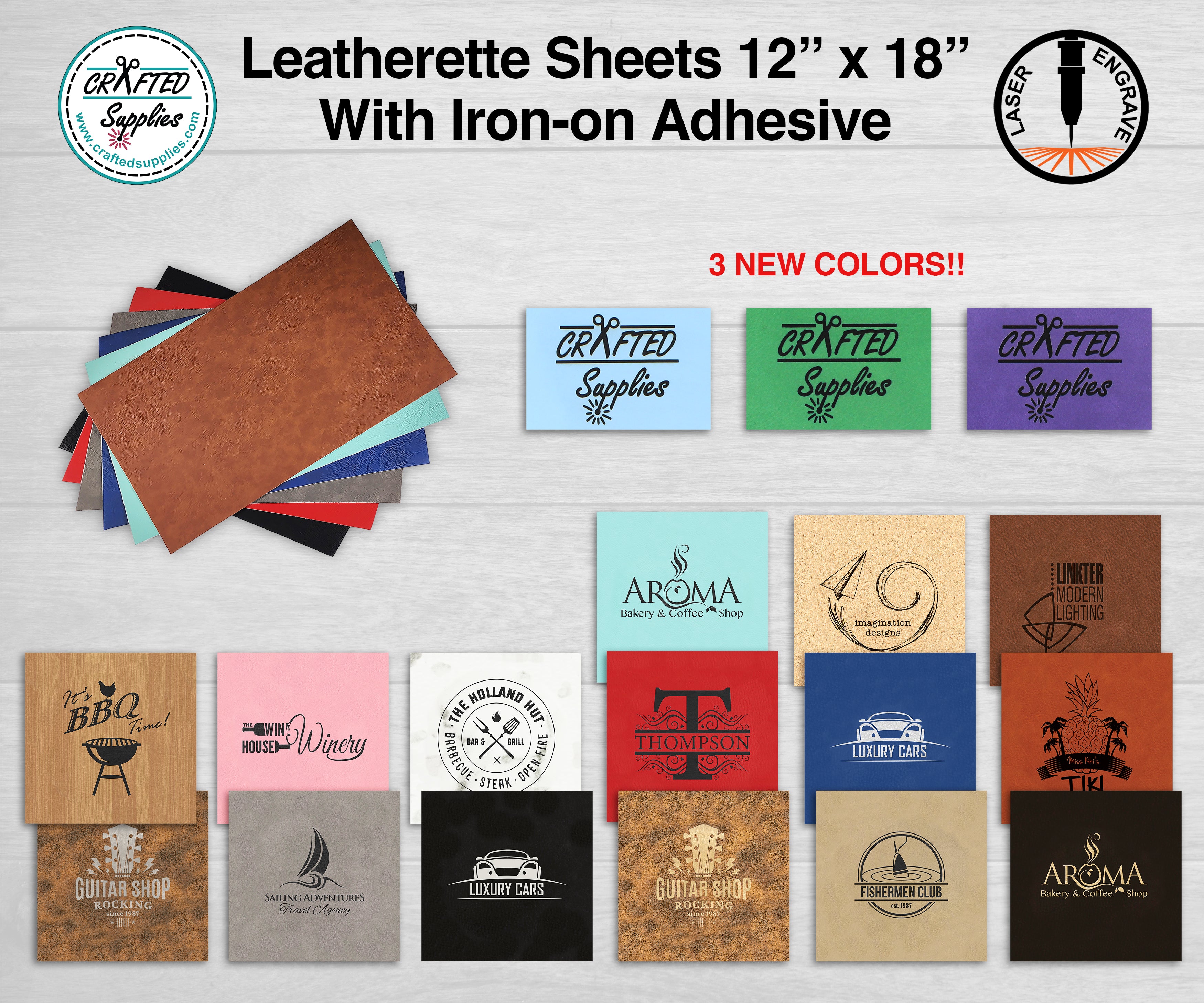 Leather Sheets for Laser Engraving with Adhesive Backing, Laserable  Leatherette 12 x 18, Glowforge FSL Supplies and Materials (Black/Gold)