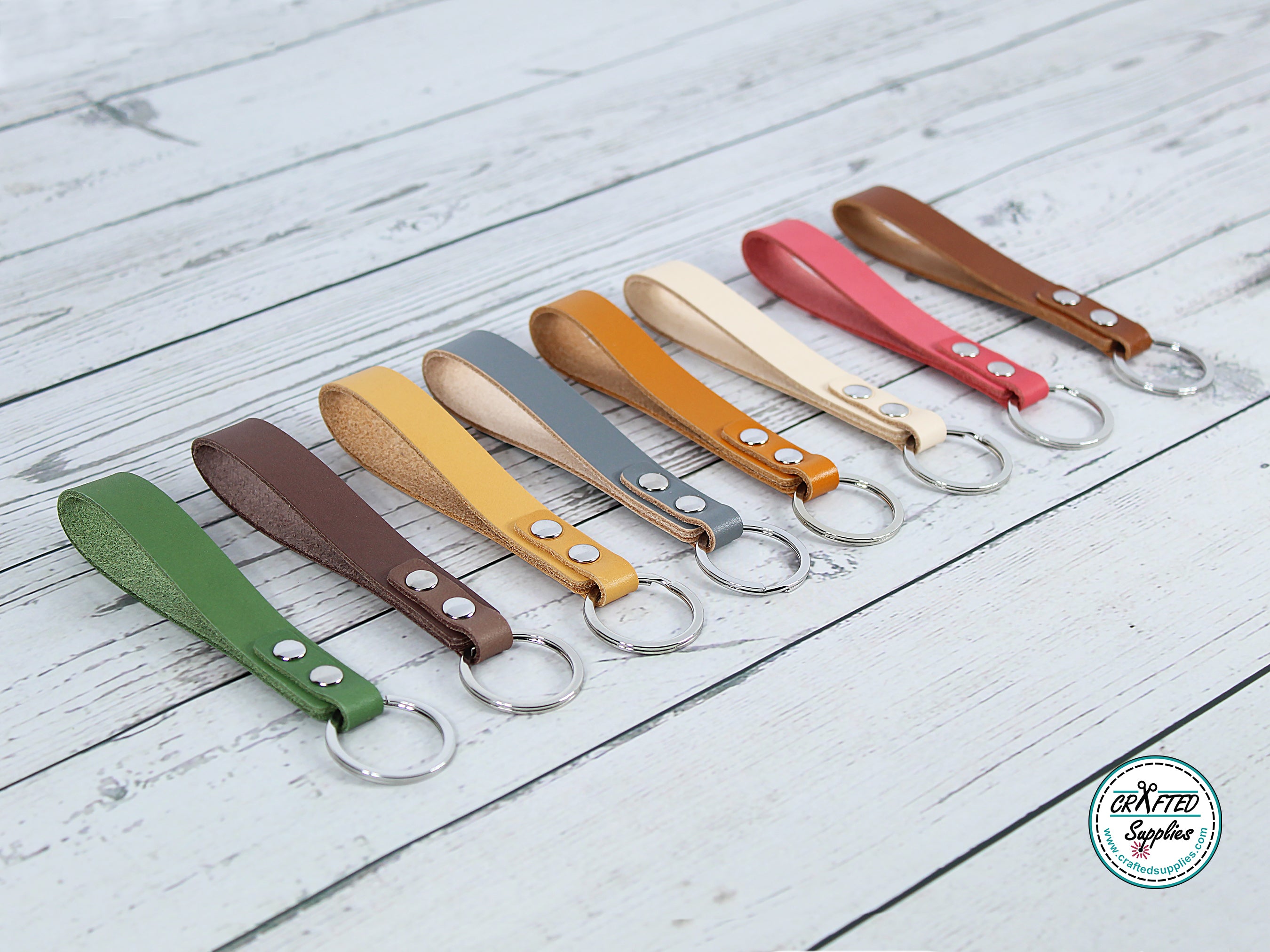 Crafted Supplies Genuine Leather Loop Keychain Apricot