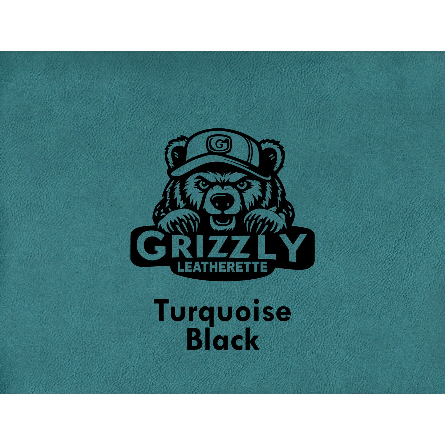 Grizzly Leatherette, Turquoise/Black 12in x 24in