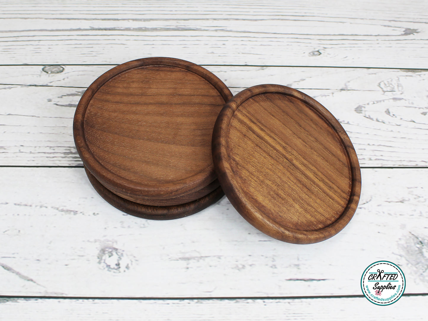 Wood Round Coasters, set of 4