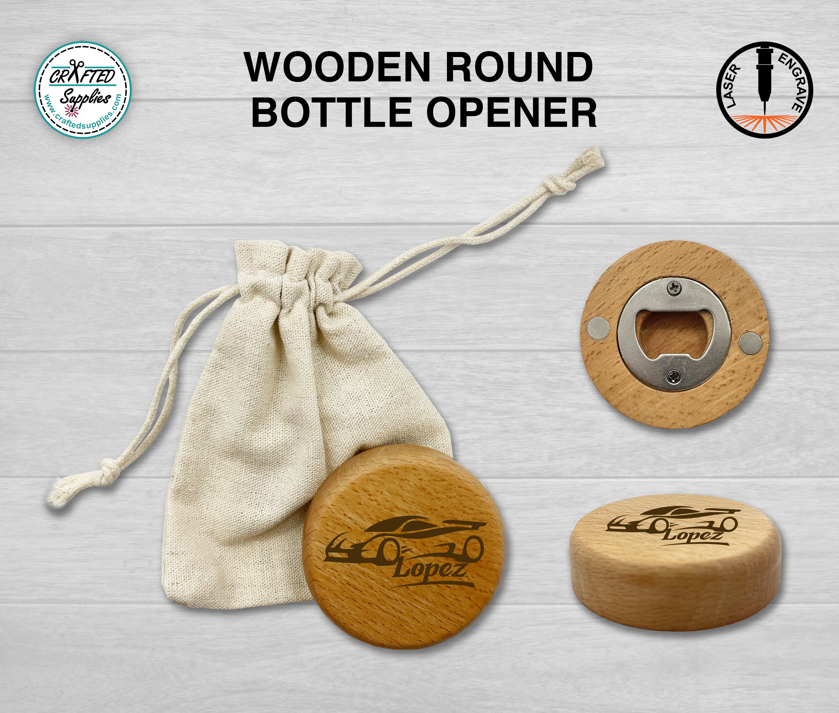 Custom Fridge Magnet Round Wooden Bottle Opener - China Bottle Opener and  Wooden Bottle Opener price