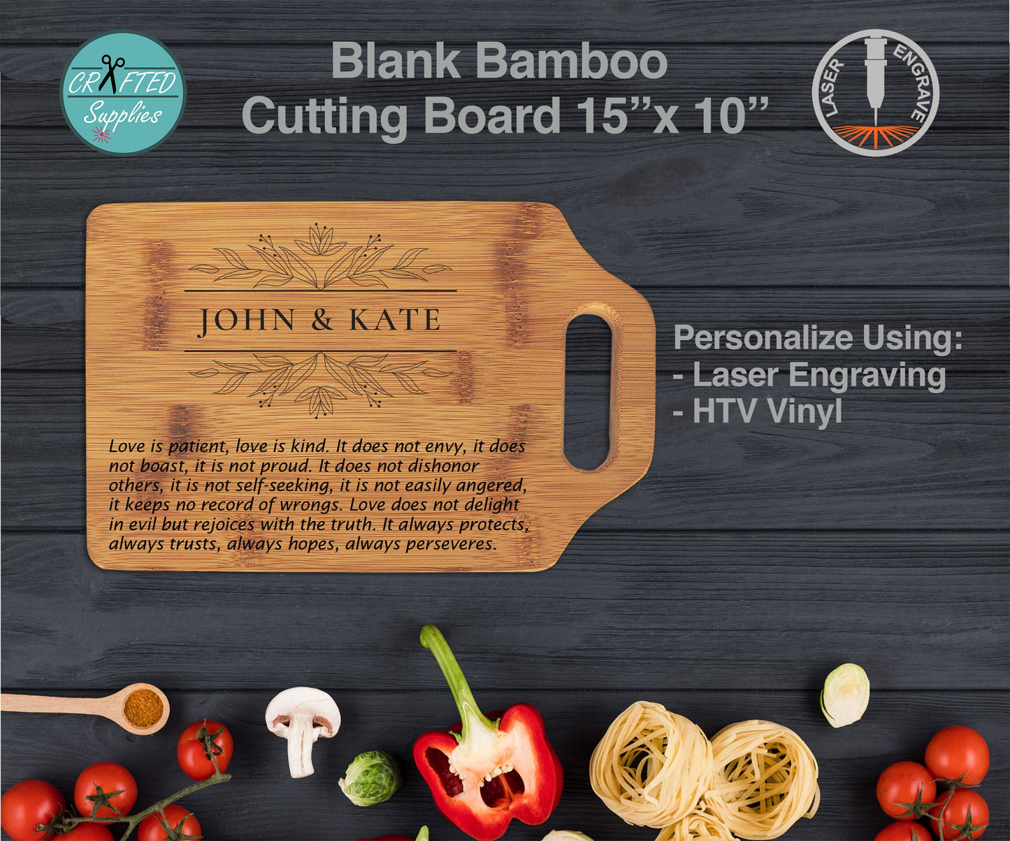 Bamboo cutting board 15 inch by 10 inch