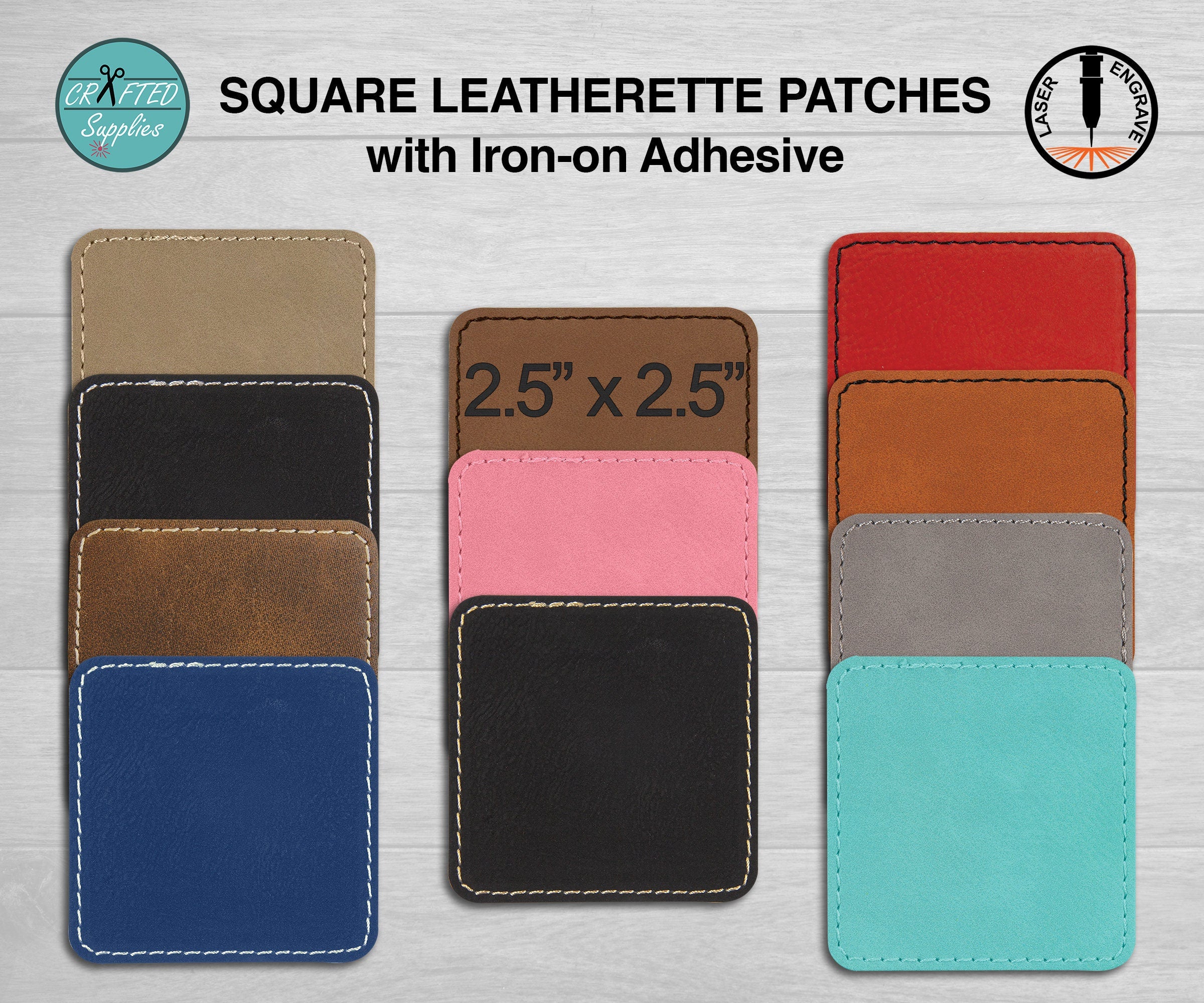 Square Patch w/Adhesive, 3 x 3, Laserable Leatherette