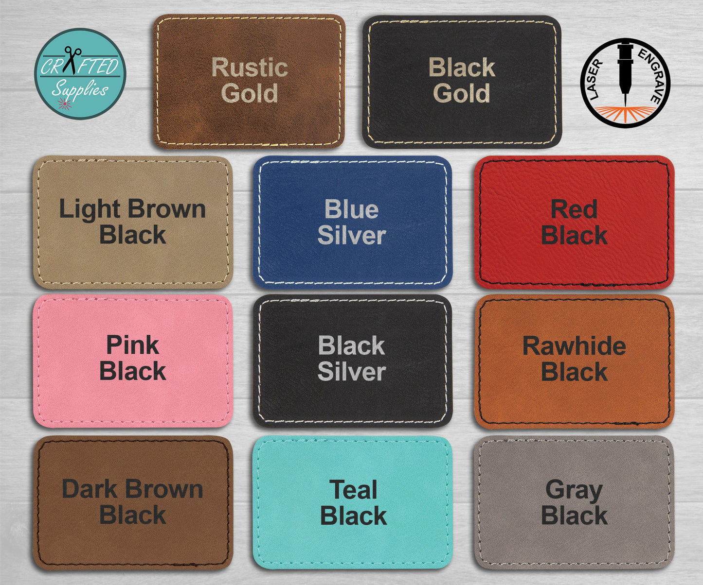 Leatherette Patch, LG Rectangle 3.5 in x 2.5 in