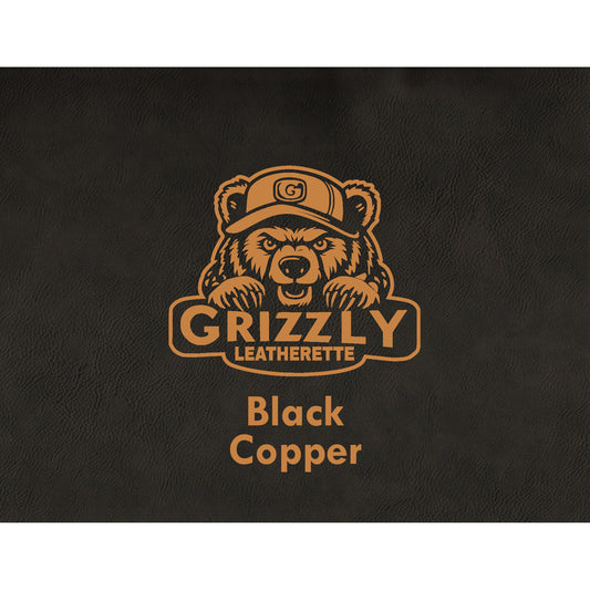 Grizzly Leatherette, Black/ Copper 12in x 24in