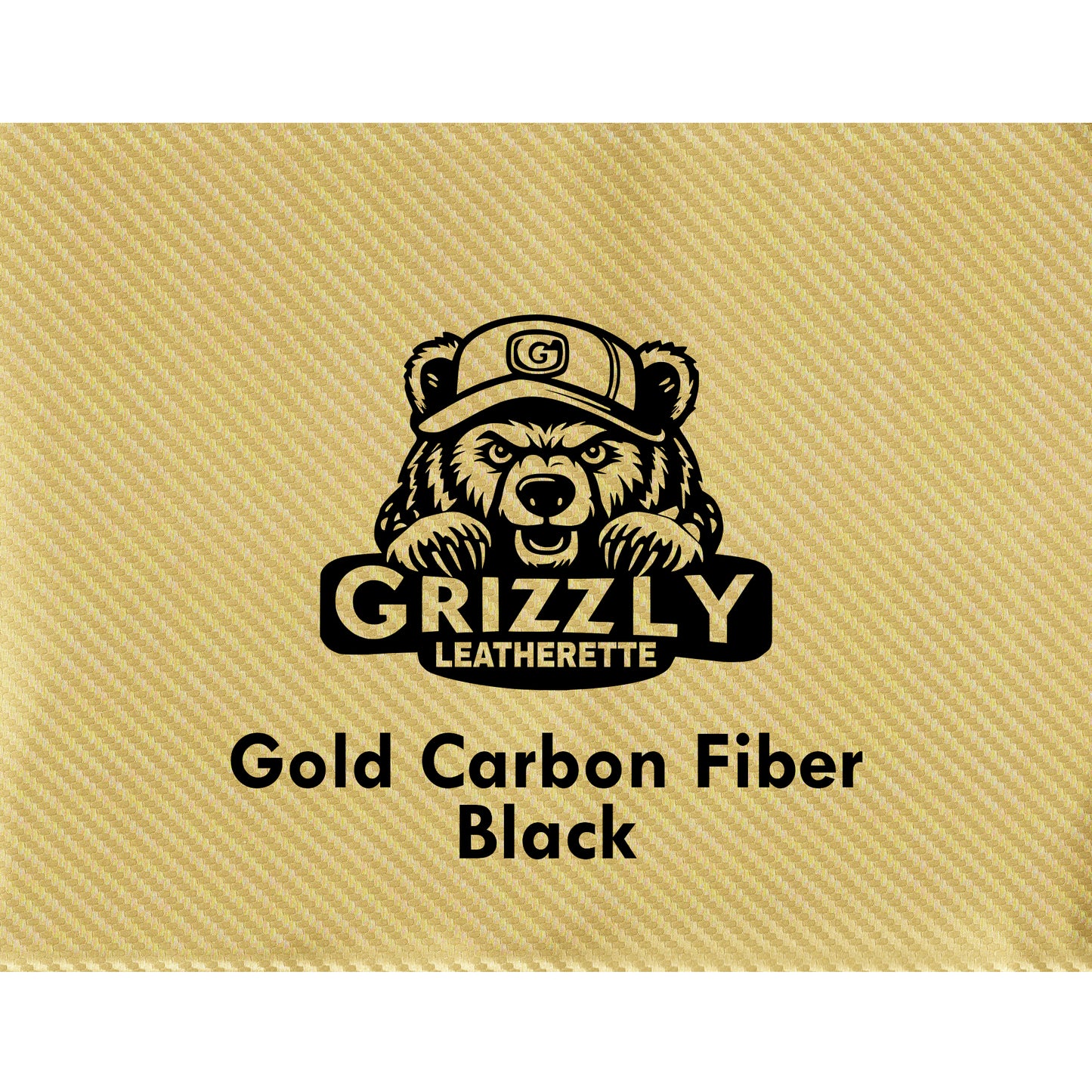 Grizzly Leatherette, Carbon Fiber Gold/Black 12in x 24in