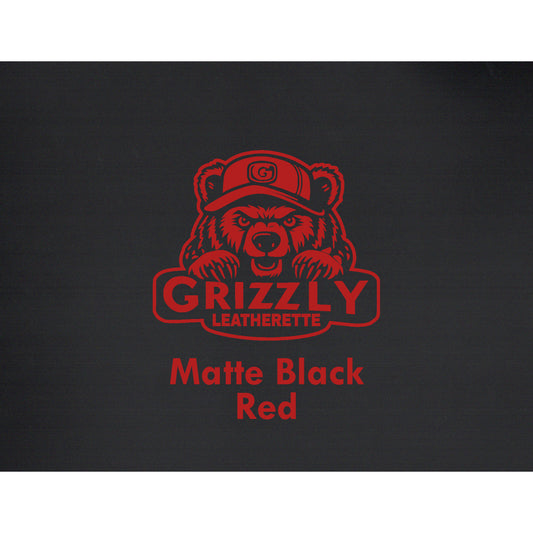 Grizzly Leatherette, Matte Black/ Red 12in x 24in