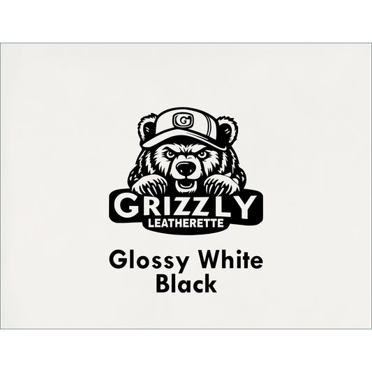 Grizzly Leatherette, Glossy White/ Black 12in x 24in