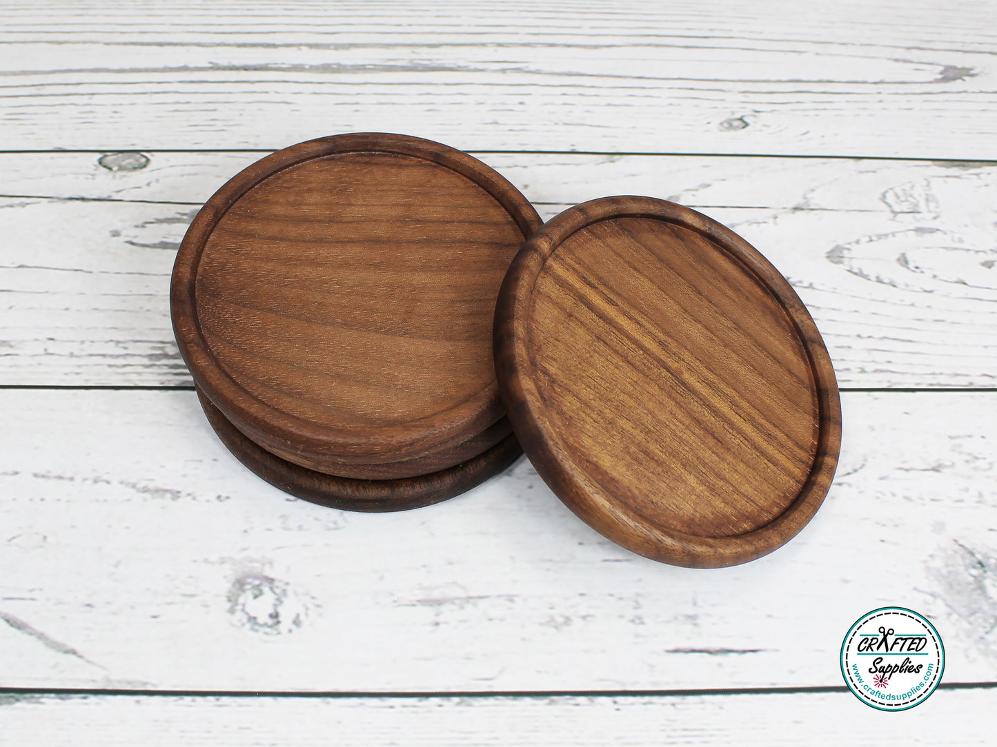 Wood Round Coasters, set of 4