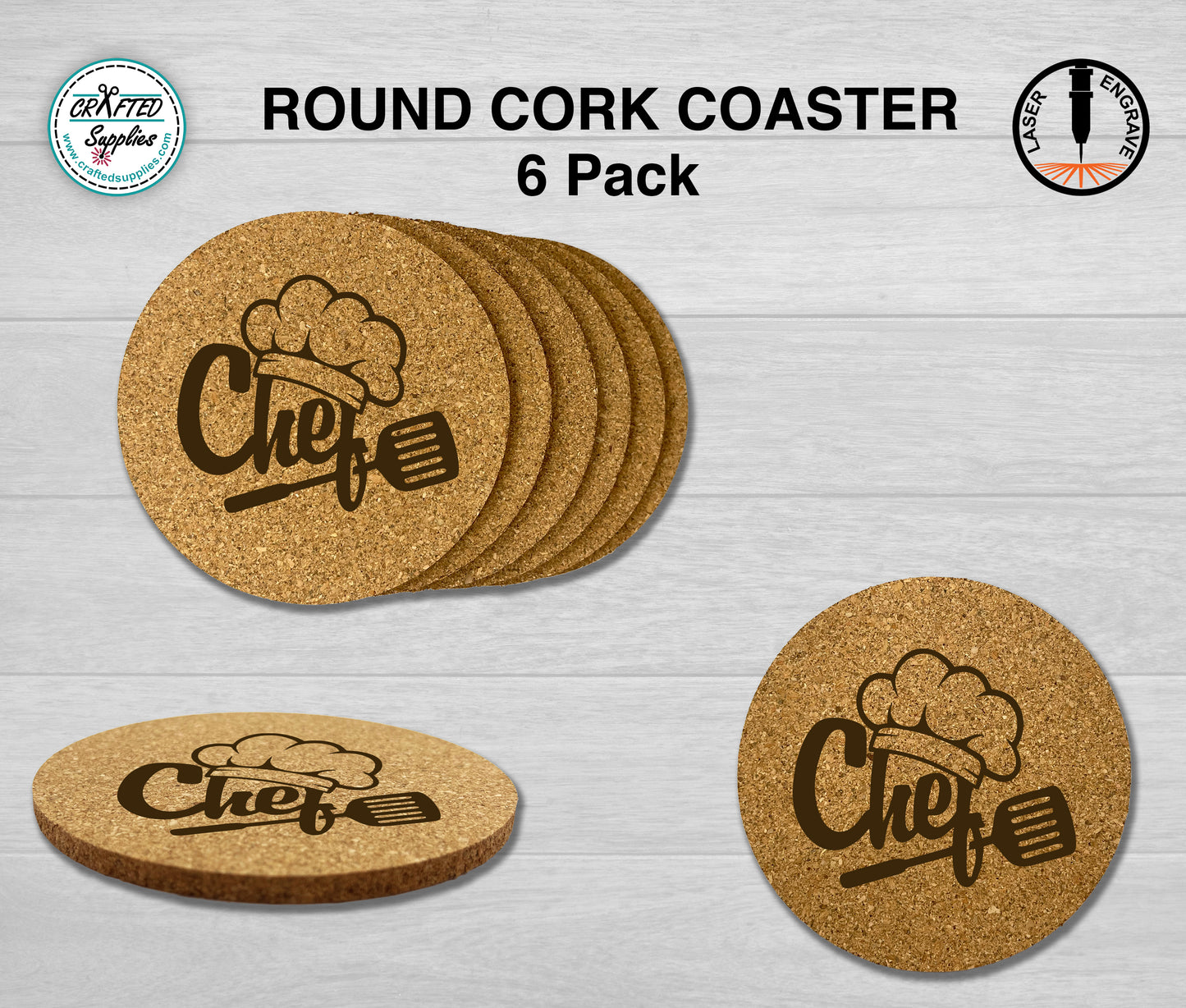cork coaster set for laser engraving
