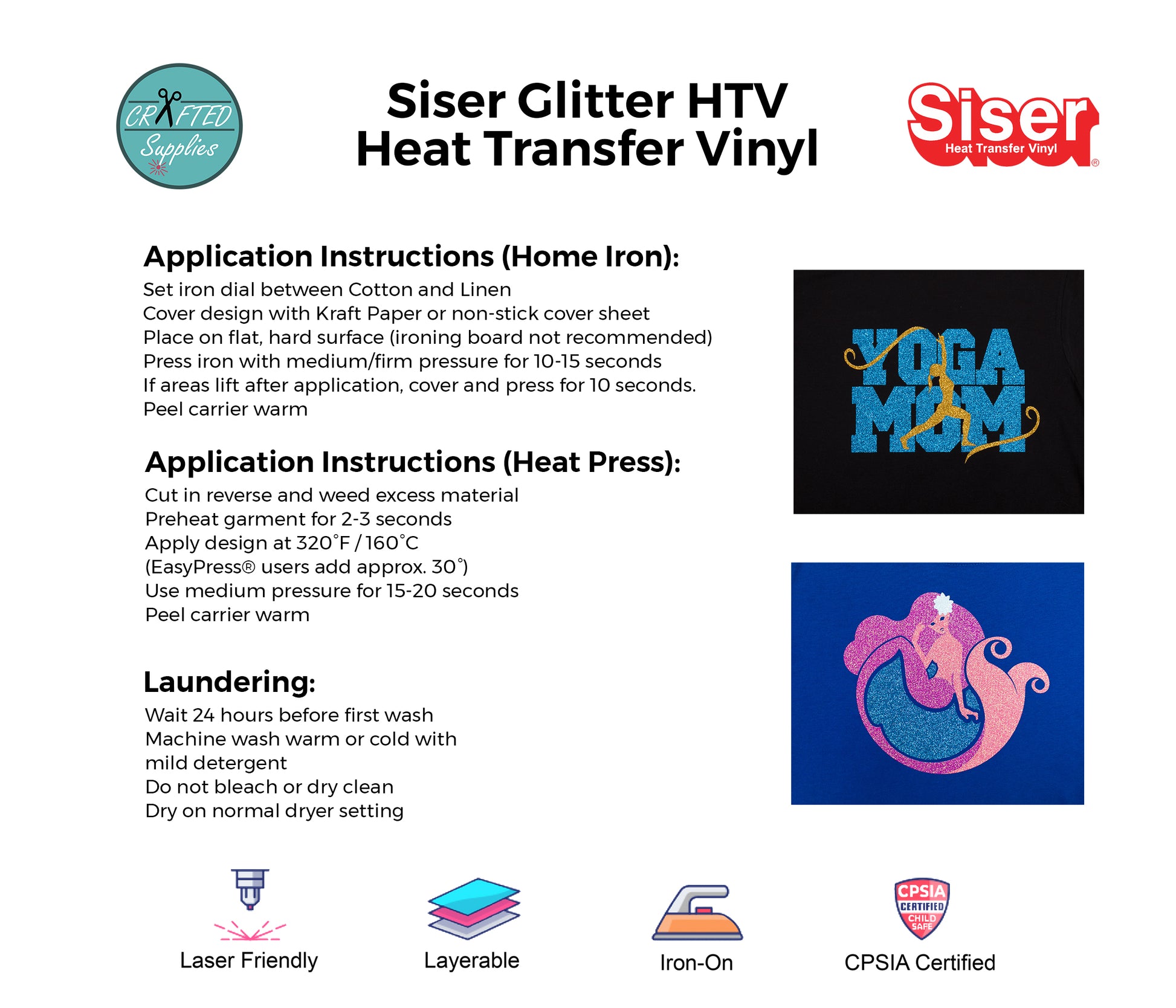 Siser Glitter Heat Transfer Vinyl Sheets, REAL Glitter and Tons of