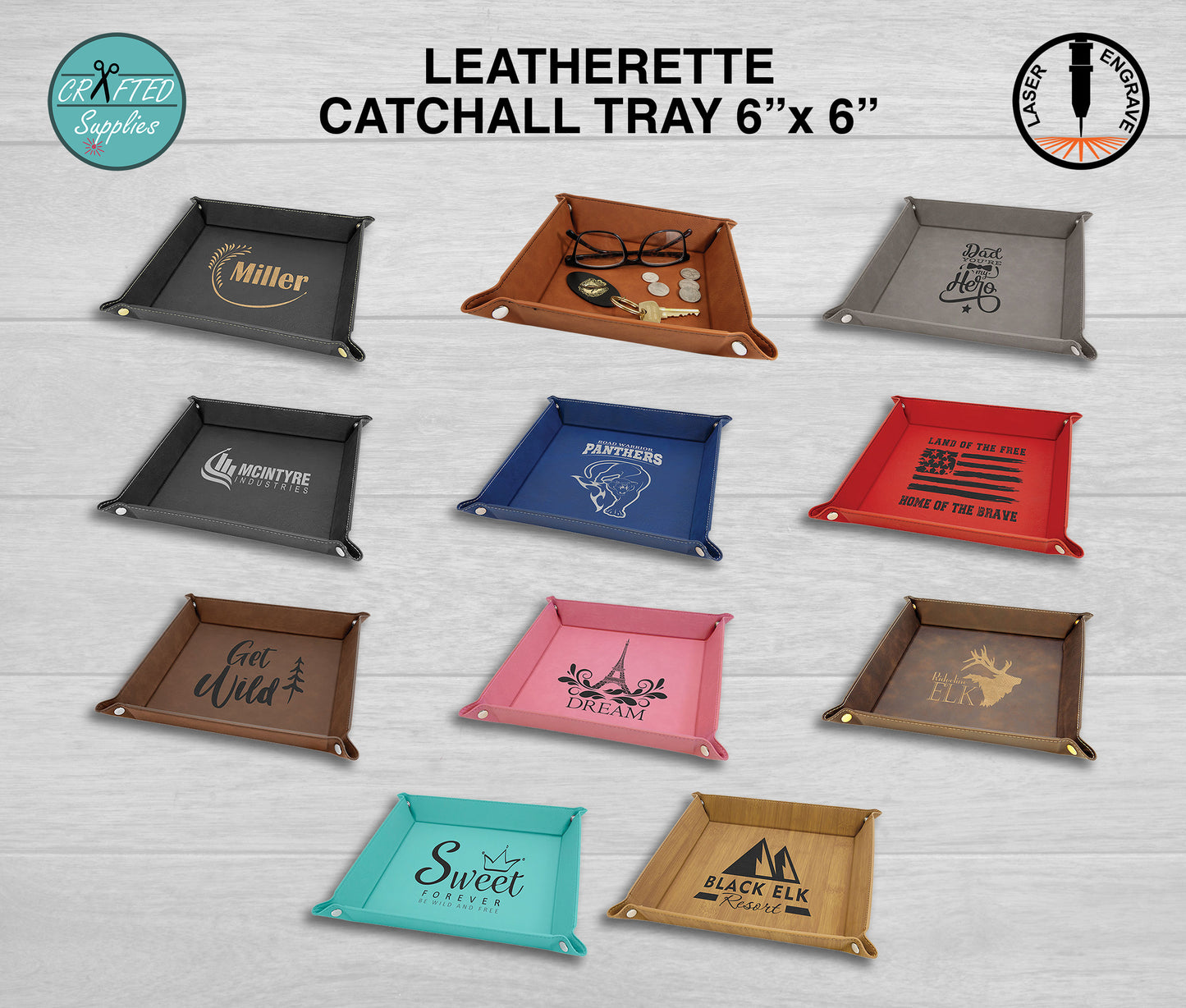leatherette tray catchall tray for laser engraving