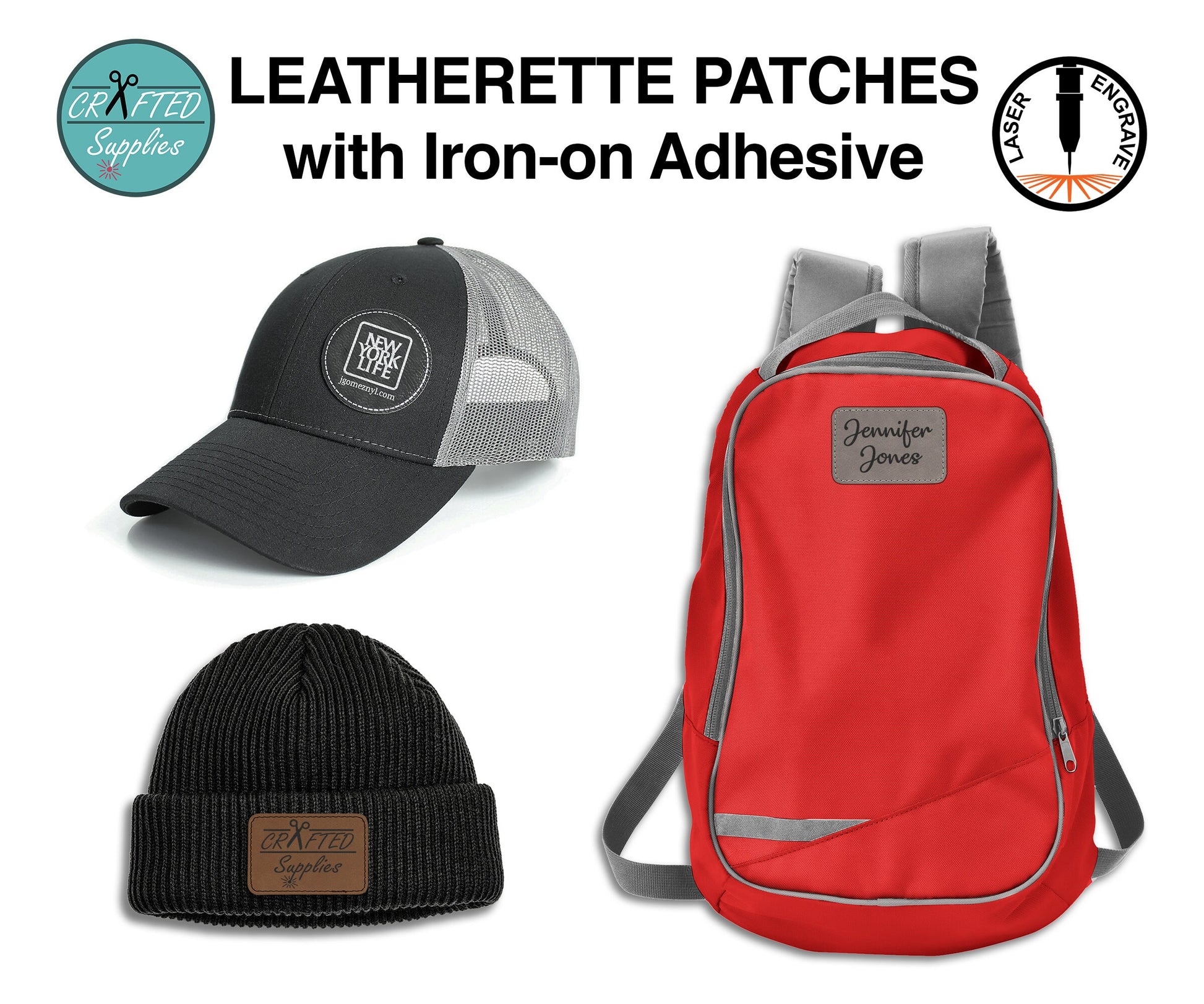 Laserable leatherette hat patches, laser friendly leatherette hat
