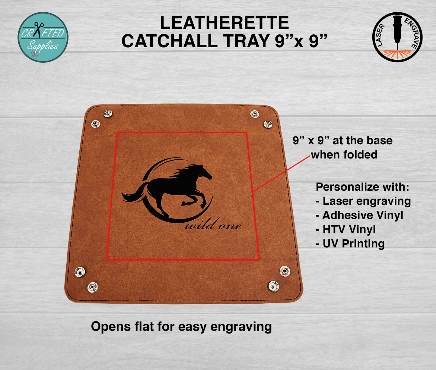 Leatherette Catchall tray, Valet Tray 9 in x 9 in