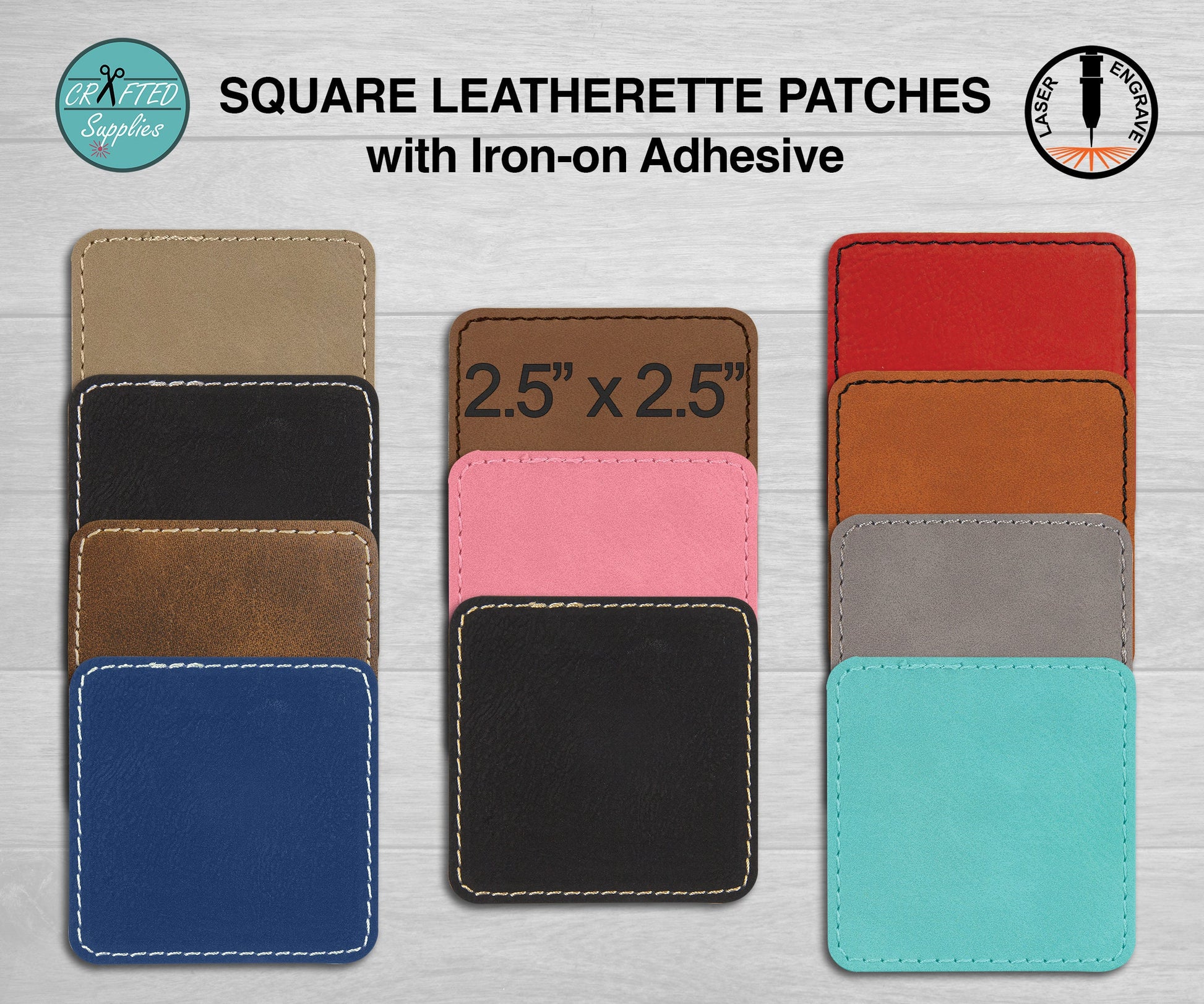 Leatherette Patch, SM Square 2.5 in x 2.5 in