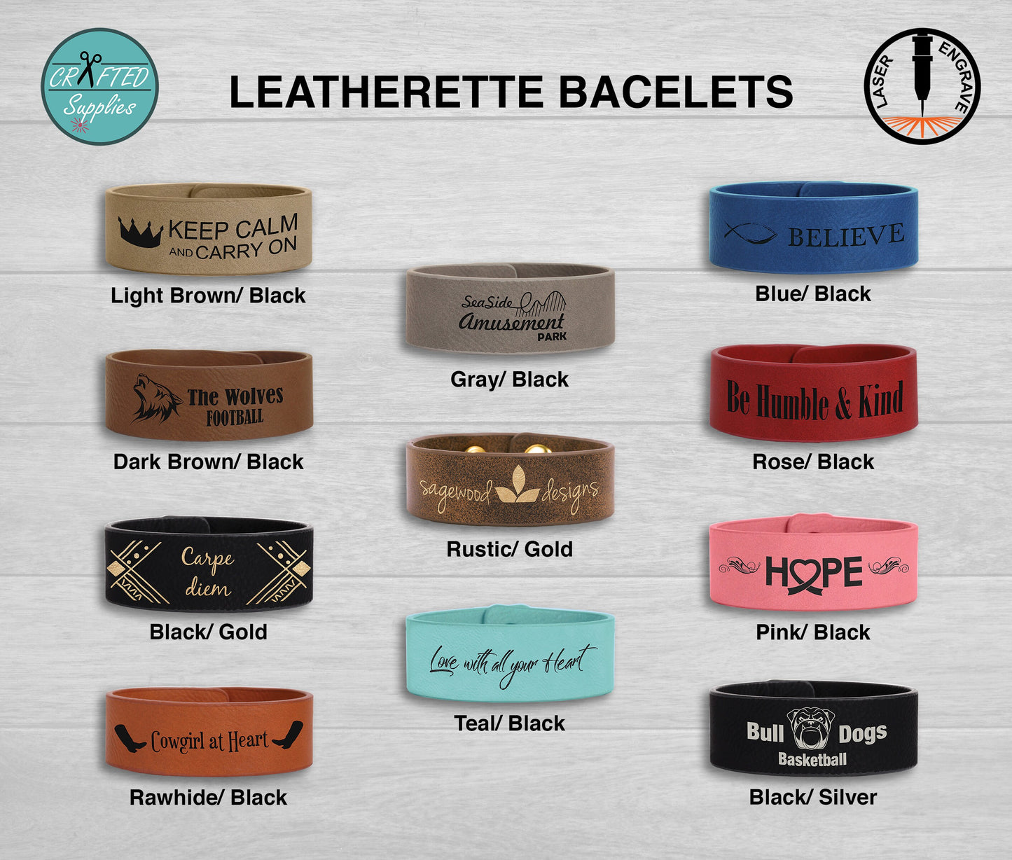 Leatherette bracelet, Glowforge Laser Supplies
