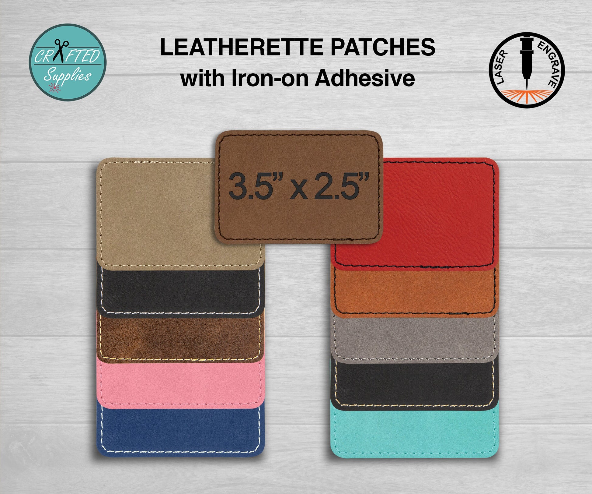 Leatherette Patch, LG Rectangle 3.5 in x 2.5 in – CraftedSupplies