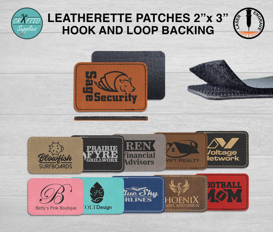 Leatherette patch with velcro backing hook and loop
